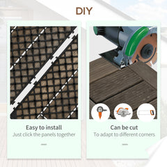 27 Pcs Wooden Interlocking Decking Tiles, 30 x 30 cm Outdoor Flooring Tiles, 2.5㎡ per Pack, for Patio, Balcony, Terrace, Hot Tub, Charcoal Grey