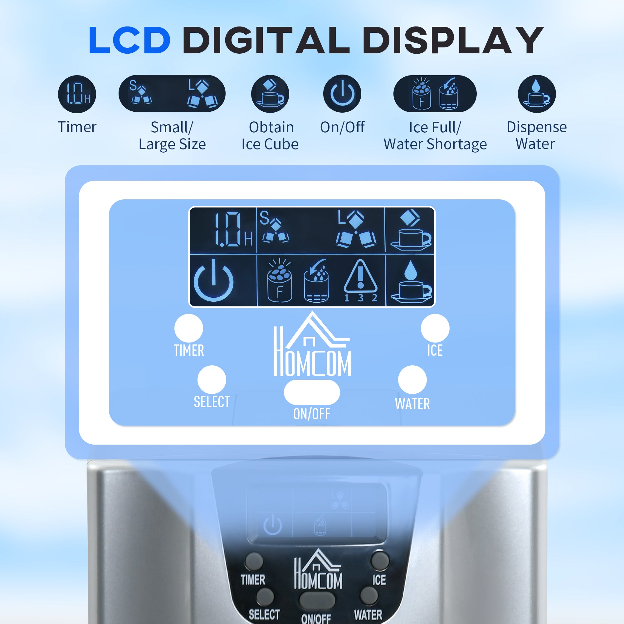 3L Ice Maker Machine and Water Dispenser, 12kg in 24H, 2 Sizes 9 Ice Cubes Ready in 6-10 Mins Ice Machine, Silver
