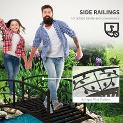 1.2M Metal Decorative Vine Pattern Arch Garden Bridge, Black