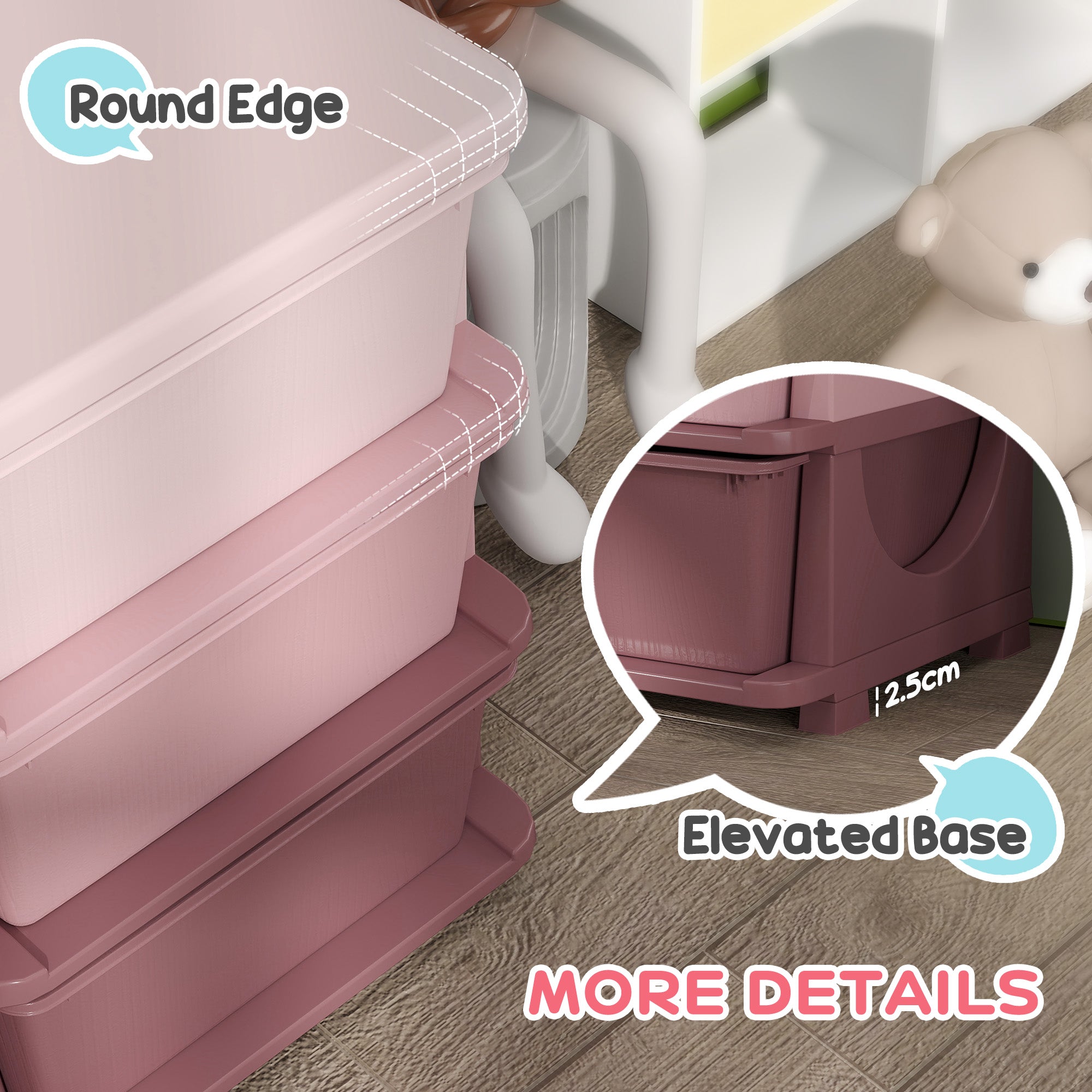 Kids Storage Unit, with Nine Drawers - Pink