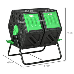 130L Double Chamber Composter - Black