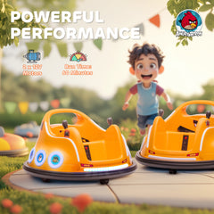 AIYAPLAY Angry Bird Licensed Waltzer Car, 12V Kids Bumper Car w/ Joysticks, Remote, Music LED Lights, Orange
