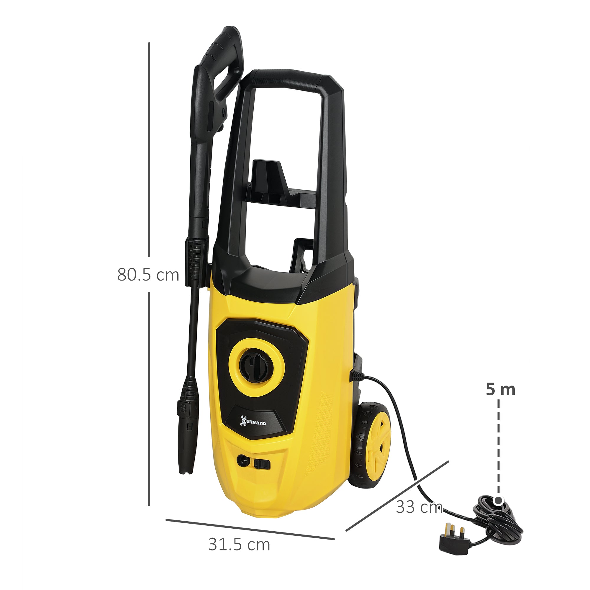 1800W High Pressure Washer, 150 Bar Pressure, 510 L/h Flow, High-Performance Portable Power Washer Jet Wash Cleaner with 6M Hose, Snow Foam Bottle for Garden, Car, Furniture, Yellow