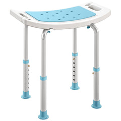 Fynco - Shower Chair, Adjustable Height Shower Stool with Aluminium Frame and Non-Slip Feet, Bathtub Stool Seat for Elderly Disabled Handicap, Turquoise