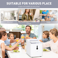 Ice Maker Machine, 1.5L Countertop Ice Cube Maker with Self-Cleaning, 9 Cubes Ready in 8 Mins, 12kg in 24 Hrs, No Plumbing with Basket, White