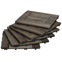 27 Pcs Wooden Interlocking Decking Tiles, 30 x 30 cm Outdoor Flooring Tiles, 2.5㎡ per Pack, for Patio, Balcony, Terrace, Hot Tub, Charcoal Grey