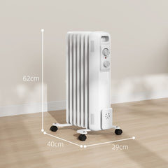1.5kW Seven Fin Oil-Filled Radiator - White