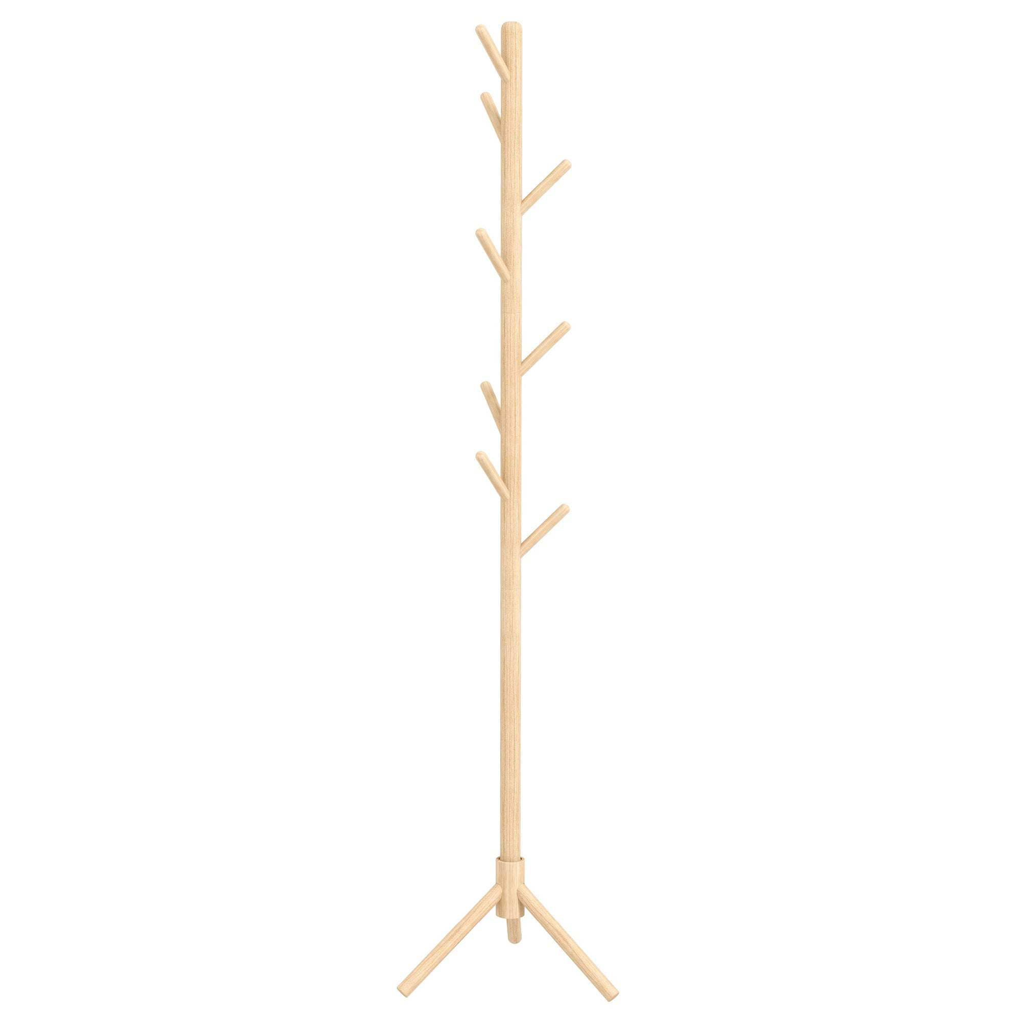 Eight-Hook Wooden Coat Rack - Natural