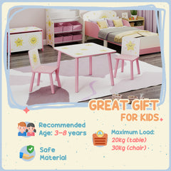 AIYAPLAY 3-Piece Toddler Table and Chair Set, Kids Table with 2 Chairs Set for Bedroom, Nursery, Playroom, Pink