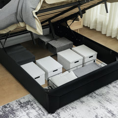 Fynco - Double Ottoman Bed Frame, with Front Drawer - Black