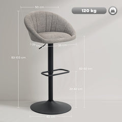 Fynco - Set of Two Relaxed Tub Bar Stools - Grey