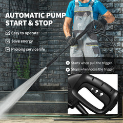 1800W High Pressure Washer, 150 Bar Pressure, 420 L/h Flow, Portable Power Washer Jet Wash Cleaner with Adjustable Nozzle, 6M Hose, Hose Reel, Steel Handle for Home Patio Car Driveway, Green