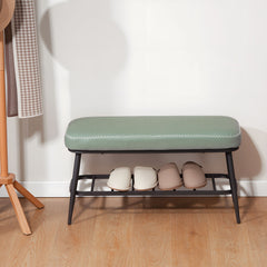 Fynco - PU Leather Shoe Storage Bench - Green