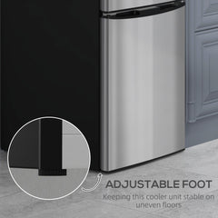 Fynco - 88L Under Counter Fridge Freezer, Small Refrigerator with 5-Setting, 3 Star Freezer Rating, Black and Silver Tone