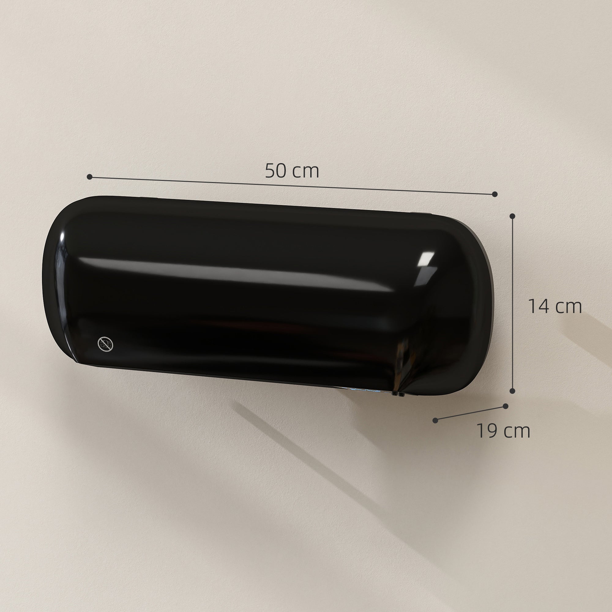 Fynco - 2000W Ceramic Electric Heater with Fan, Adjustable Thermostat, Wall Mounted - Black