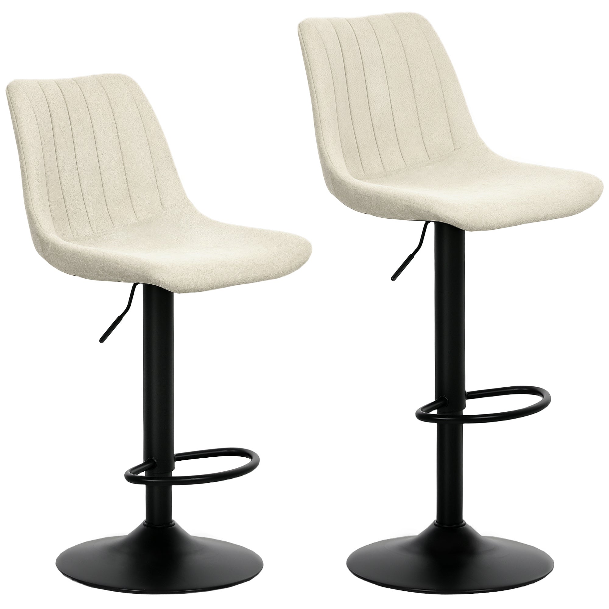 Set of Two Chenille-Feel Tub Bat Stools - Beige