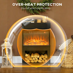 Fynco - Electric Fireplace with 3D Flame Effect, 6 Colours & 3 Brightness Levels, 1000W/2000W Black Electric Fire and Mantel Reach up to 30㎡ Space with Remote & Timer, 3 Sided View for Living Room