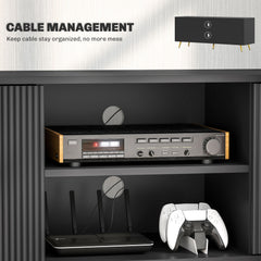 Modern TV Stand Cabinet for TVs up to 55", TV Unit with 2 Open Shelves and 2 Cabinets, Entertainment Centre with Cable Management for Living Room, Black