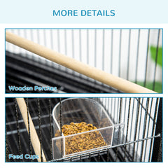 Large Bird Cage Budgie Cage with Stand, Storage Shelf, Wood Perch for Parrot Canary Parakeet Cockatiels, 81 x 48 x 162.5 cm