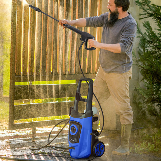 High Pressure Washer, 150 Bar Pressure, 510 L/h Flow, 1800W, High-Performance Portable Power Jet Wash Cleaner, Blue