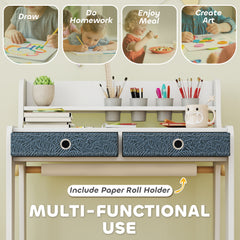 AIYAPLAY Art Table and Chair Set for children, Kids Art Desk and Chair Set with Storage Shelf and Drawers