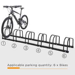 Bike Stand Parking Rack Floor or Wall Mount Bicycle Cycle Storage Locking Stand 179L x 33W x 27H (6 Racks, Black)