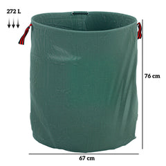 Garden Waste Bags, 272L x 3 Heavy Duty Garden Bags, Foldable and Reusable Waste Sacks with Handles for Loading Leaf, Trash, Debris, Green
