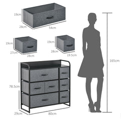 Chest of Drawers with 7 Foldable Drawers, 3-Tier Fabric Bedroom Dresser, Clothes Storage Unit for Bedroom, Living Room, Grey