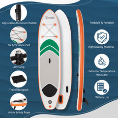 10'6" x 30" x 6" Inflatable Stand Up Paddle Board, Non-Slip & Ultra-Light Deck with Adj Paddle, ISUP Accessories, Pump and Carry Bag, for Youth Adults Beginner