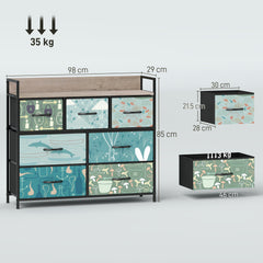 7-Drawer Chest of Drawers - Blue