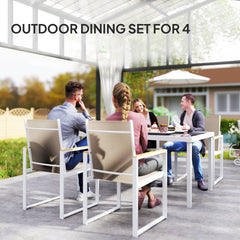 5 Piece Garden Furniture Set with 4 Armchairs and Tempered Glass Table Top, for Deck, Balcony
