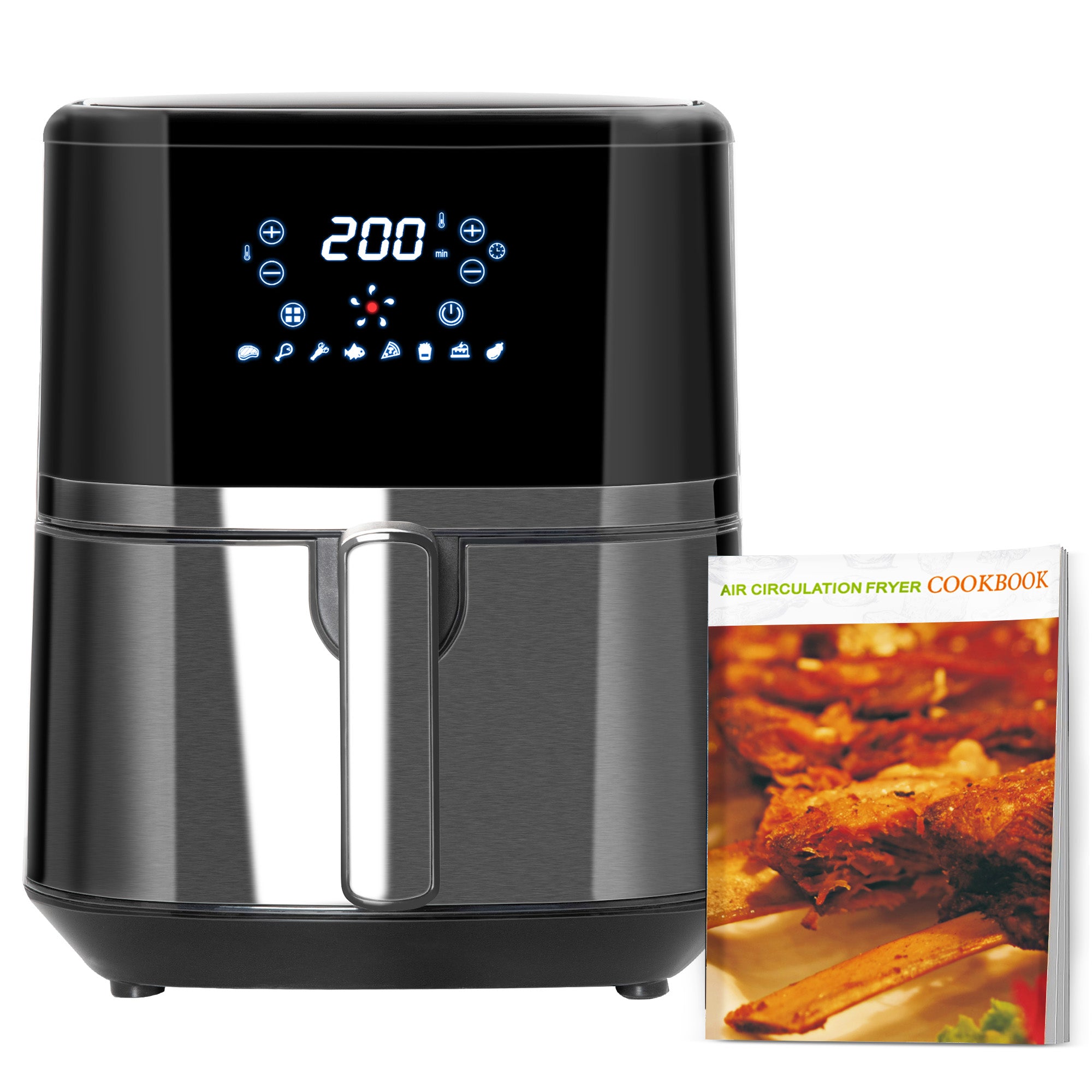 4.5L Air Fryer, 8-in-1 Digital Air Fryer Oven with Rapid Air Circulation, Temp Control & Timer, Non-stick Basket, Oil-Free Cook, 1500W, Black