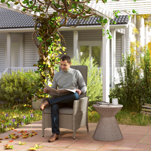 105°-150° Reclining Rattan Chair - Grey