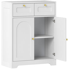 Fynco - Bathroom Floor Cabinet with 2 Drawers - White