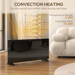 Fynco - Electric Heater Wifi Smart App, 2000W Glass Panel Heater Radiator, Freestanding or Wall Mounted Convector Space Heater with LED Display, 24Hr 7 Day Timer, Adjustable Thermostat, Remote Control