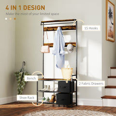 Industrial-Style Multi-Use Hallway Tree - Brown/Black