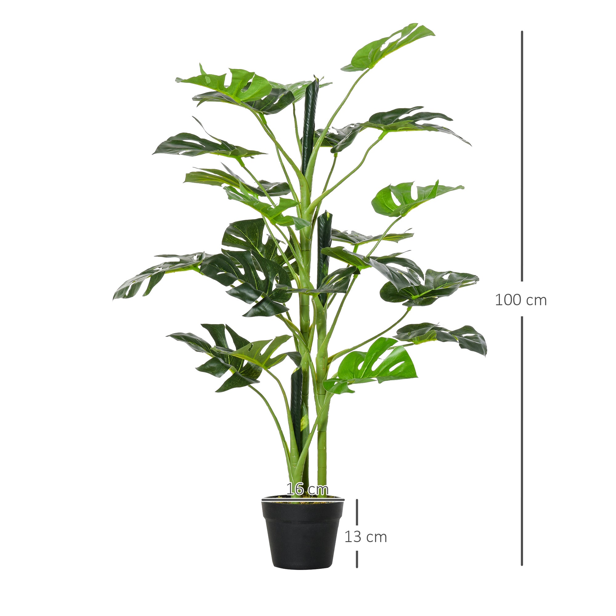 100cm/3.3FT Artificial Monstera Tree Decorative Cheese Plant 21 Leaves with Nursery Pot, Fake Tropical Palm Tree for Indoor Outdoor Décor, Set of 2