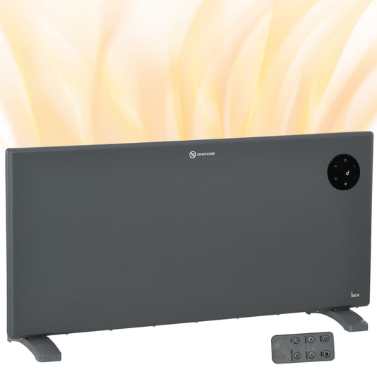 Fynco - 2000W Electric Convector Heater, Freestanding or Wall Mounted, Space Heater with Adjustable Thermostat, Timer, Grey