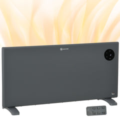 Fynco - 2000W Electric Convector Heater, Freestanding or Wall Mounted, Space Heater with Adjustable Thermostat, Timer, Grey