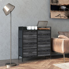 Rustic Chest of Six Fabric Drawers - Black
