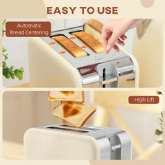 Fynco - Retro Toaster and Kettle Set - Cream