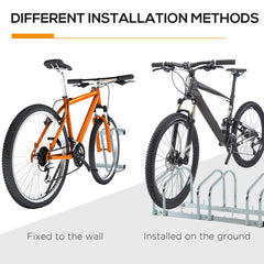 Bike Stand Parking Rack Floor or Wall Mount Bicycle Cycle Storage Locking Stand 76L x 33W x 27H (3 Racks, Silver)