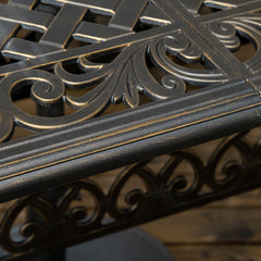 7 PCs Garden Patio Dining Set with Parasol Hole, Cast Aluminium Outdoor Furniture Set with Six Cushioned Chairs and Rectangle Dining Table, for Garden, Lawn, Deck, Bronze Tone