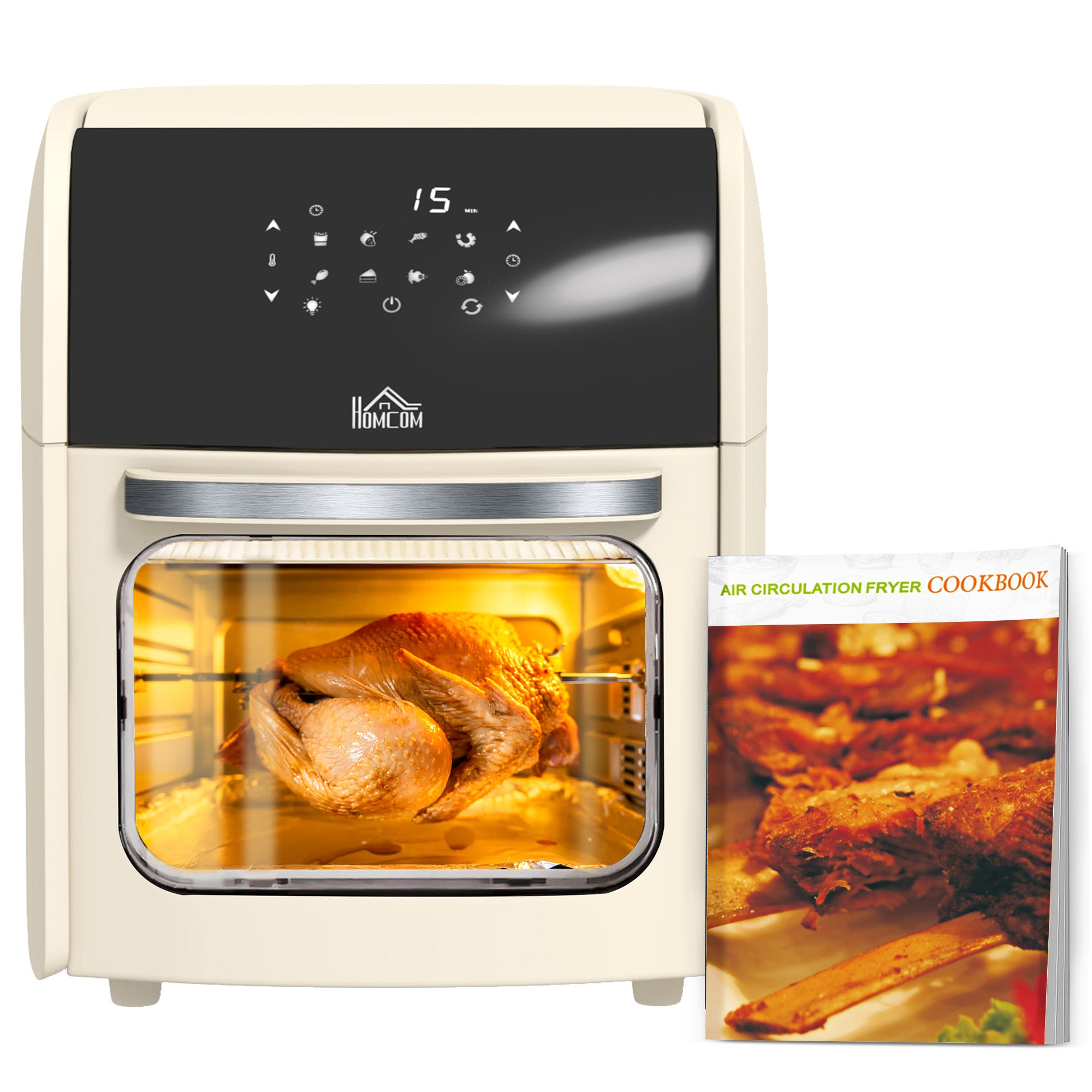 Digital Air Fryer with 8 Preset Modes, Rapid Air Circulation, 12L Air Fryer Oven with Memory Function, 1800W, Cream