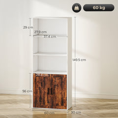 Fynco - 5-Tier Bookcase with Adjustable Shelf - Rustic Brown