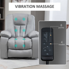 Leathaire Eight Massage Point Armchair, with Reclining Back - Charcoal Grey
