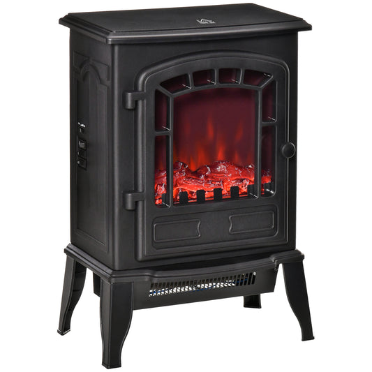 Fynco - Free standing Electric Fireplace Stove, Fireplace Heater with Realistic Flame Effect, Overheat Safety Protection, 1000W/2000W, Black