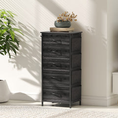 Chest of Five Fabric Drawers - Black