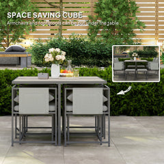 Nine-Piece Steel Frame Garden Dining Set - Grey