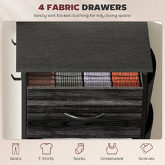 Chest of Four Fabric Drawers - Black